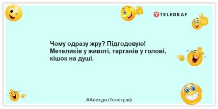 Чому одразу жру?  Підрічну!  Метеликів у животі, тарганів у голові, кішок на душі.