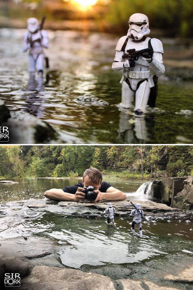 Фотограф делает фотографии игрушек, похожие на сцены из блокбастеров, и показывает, как они создаются 