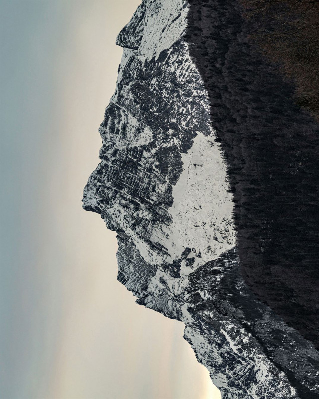 Иллюзорные фотографии горных пейзажей, повёрнутые на 90 градусов, раскрывают человеческие профили