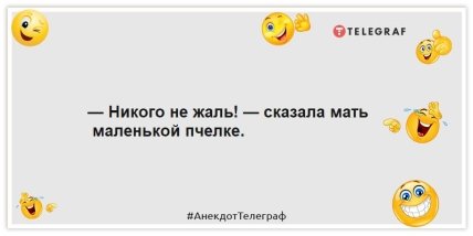 Анекдоты про пчел - — Никого не жаль! — сказала мать маленькой пчелке.