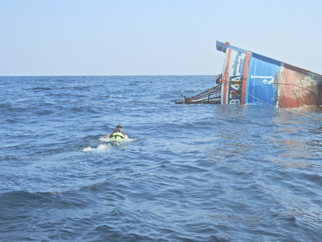 Моряк берегової охорони Таїланду врятував з тону судна чотирьох кішок, переправивши кожну на спині в безпечне місце