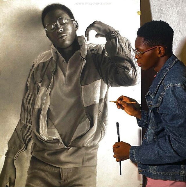 Реалістичні вугільні портрети нігерійського художника (фото)