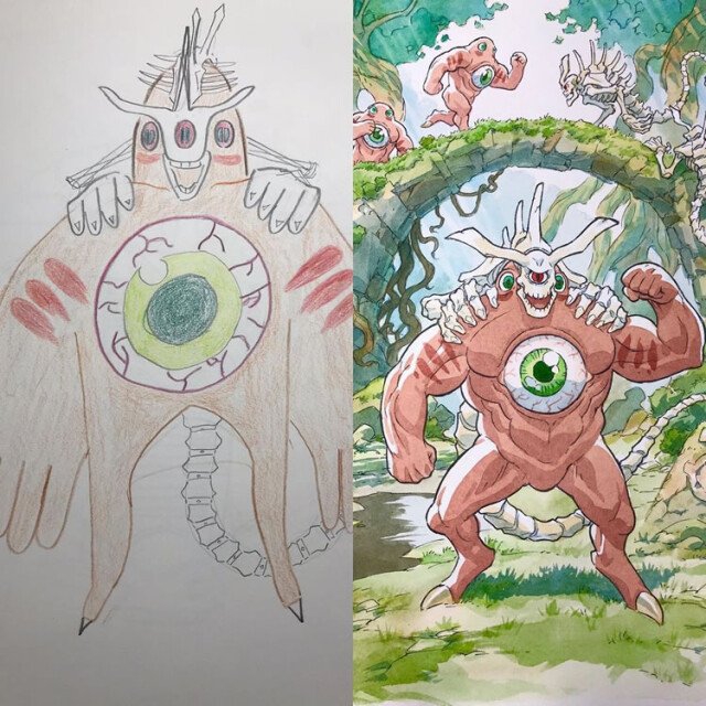 Батько-художник перетворює малюнки своїх синів на аніме-персонажів