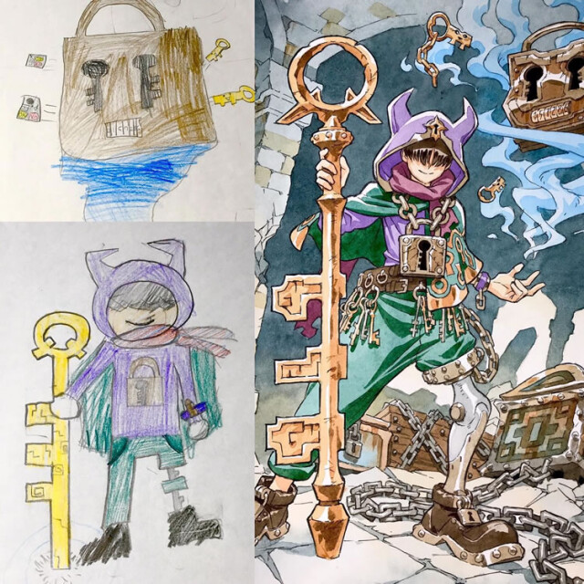 Батько-художник перетворює малюнки своїх синів на аніме-персонажів