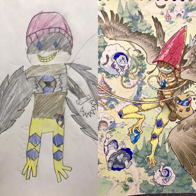 Отец-художник превращает рисунки своих сыновей в аниме-персонажей