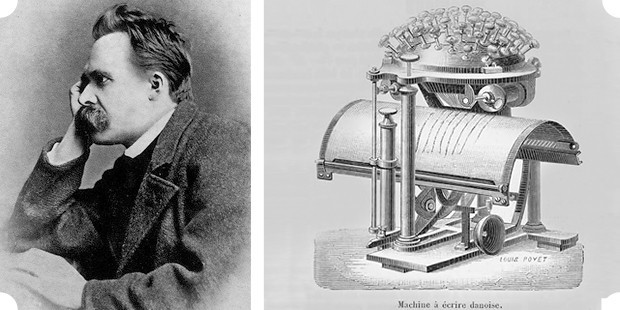 Побудительным мотивом для Ницше для приобретения пишущей машинки становится его ухудшающееся зрение. Справа — разработанный специально для слепых «письменный шар», один из которых и использовал Ницше. Изображение № 6.