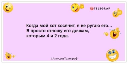 Анекдоти про котів - Коли мій кіт косить, я не лаю його... Я просто відношу його донькам, яким 4 і 2 роки.