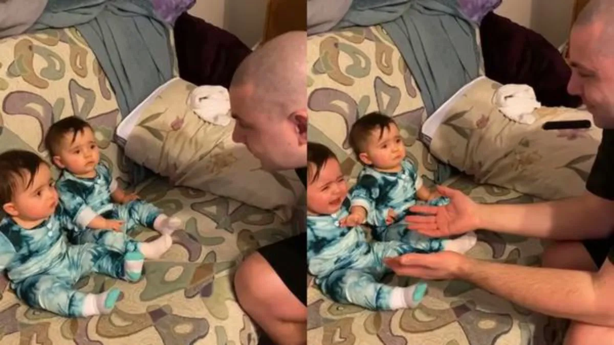 Сеть насмешила реакция малышей, впервые увидевших отца без бороды (ВИДЕО)