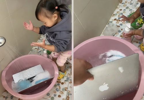 Дочка решила помочь папе и помыла его ноутбук водой с мылом (ФОТО)