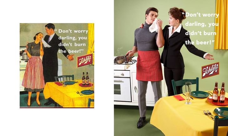 Фотограф переснял сексистские рекламные плакаты 50-х, чтобы показать, как изменилась жизнь