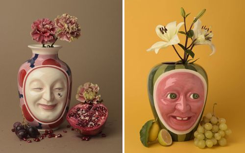 Художник «олюднює» вази, даруючи їм обличчя (фото)