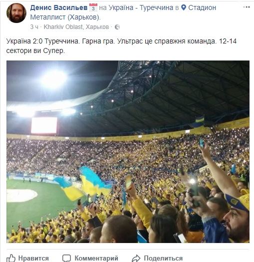 Запорожцы делятся снимками с матча Украина-Турция