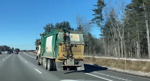 Енот взобрался на мусоровоз и прокатился на нём (ВИДЕО)