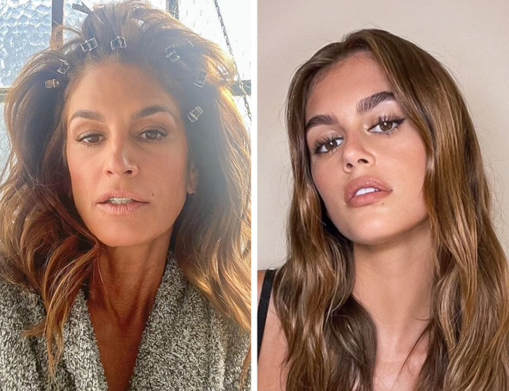 Side by side close-up Cindy Crawford і її daughter Kaia Gerber.