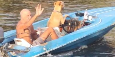 Мережу підкорив собака, який катає за кермом човна свого господаря з пивом – курйозне відео