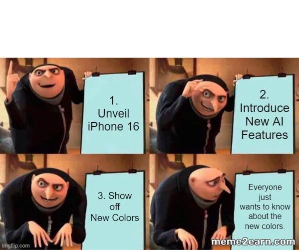 Новый iPhone 16, старые шутки: интернет заполонили мемы после презентации Apple - фото 637665