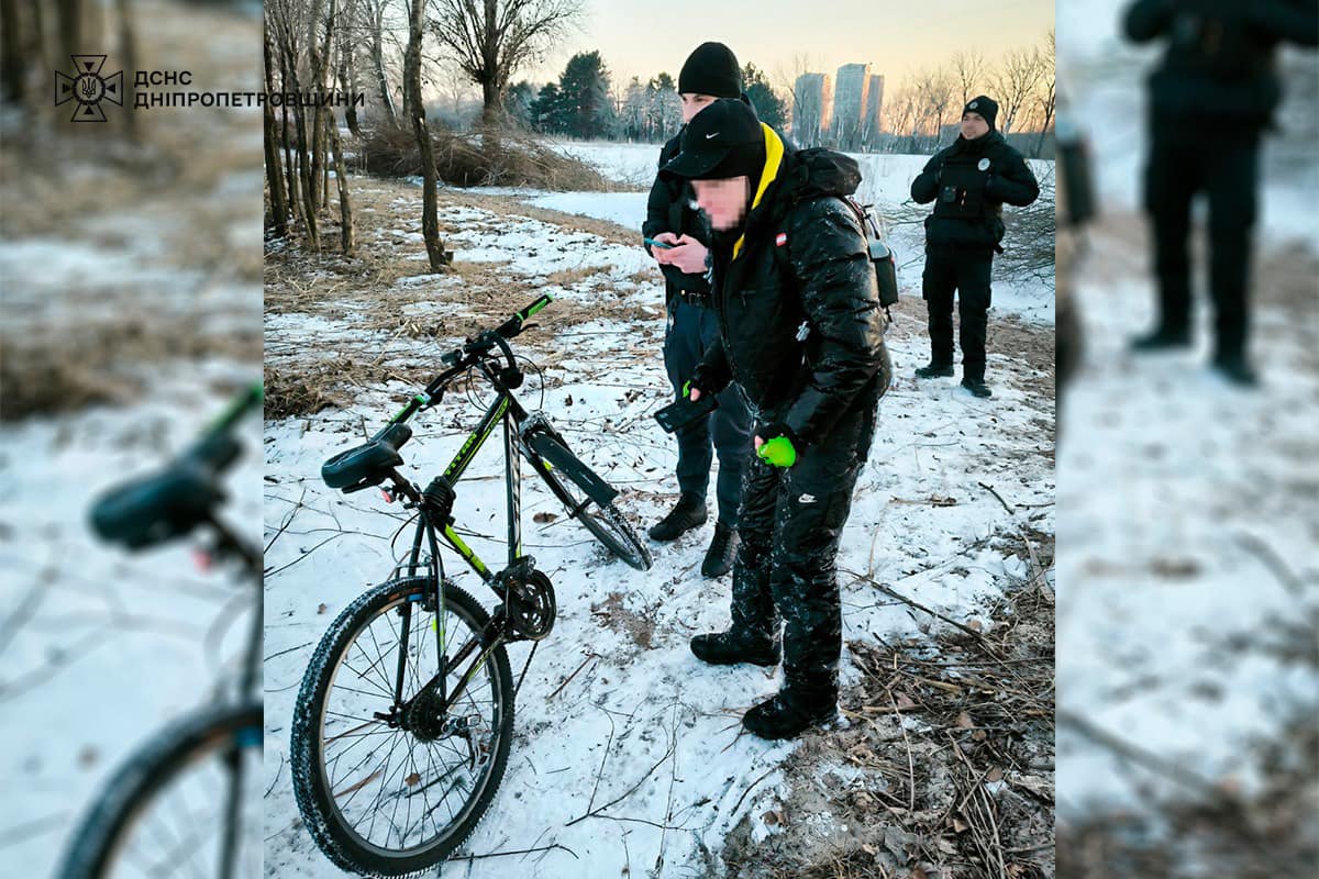 У Дніпрі під кригу провалився чоловік, який їхав річкою на велосипеді