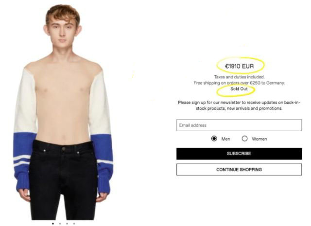 Прозрачный свитер от Calvin Klein за 1800 евро