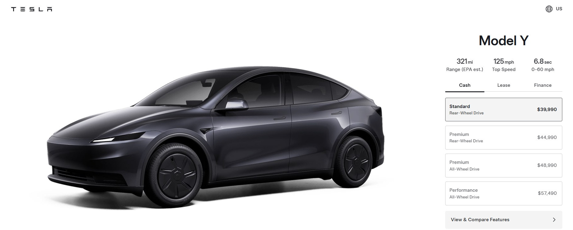 Tesla Model Y Standard 2026 року