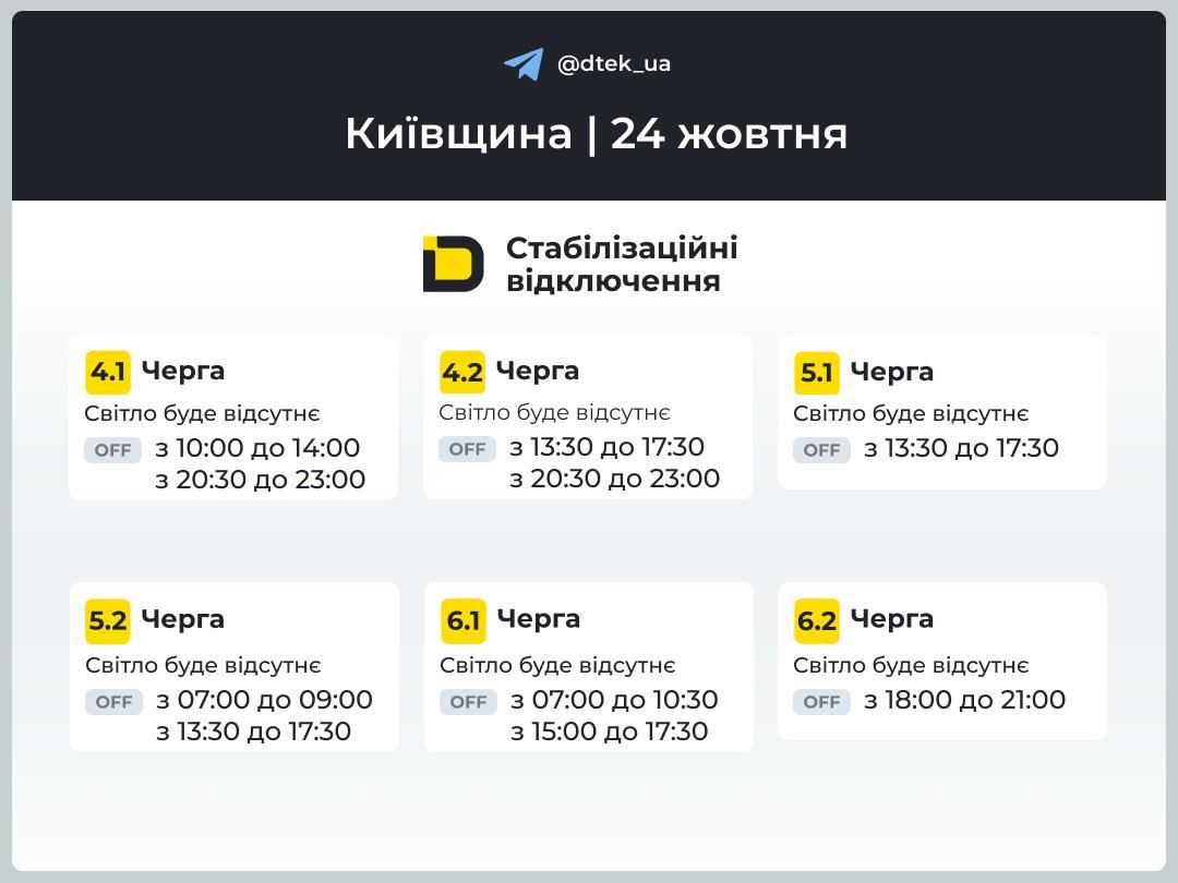 Відключення триватимуть: у кого вимикатимуть світло 24 жовтня