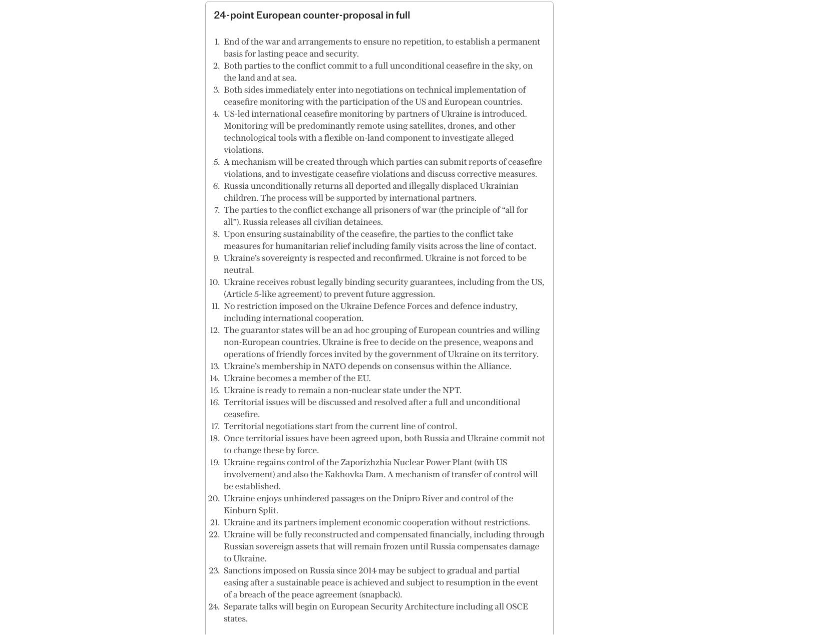 Вступ до ЄС та гарантії безпеки: The Telegraph опублікував «мирний план ЄС» на 24 пункти