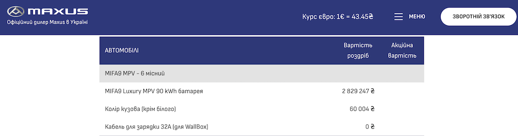 Maxus Mifa 9. Бізнес-вен: великий, електричний, офіційний