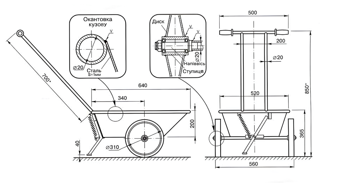 Садовая тачка своими руками — как сделать, чертежи 