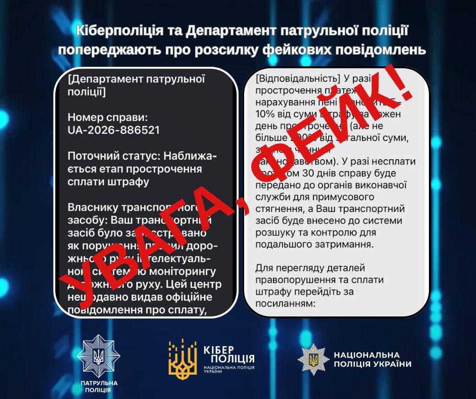 Обережно, шахраї: українцям розсилають фейкові повідомлення про штрафи ПДР