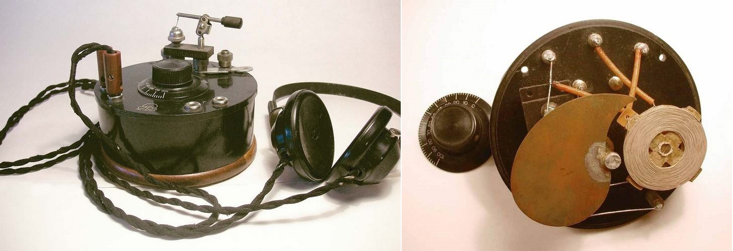 Фото 6.5. СВ детекторний приймач Radiola-M, 1920-ті, Швеція. Проста схема, налаштування контуру металом