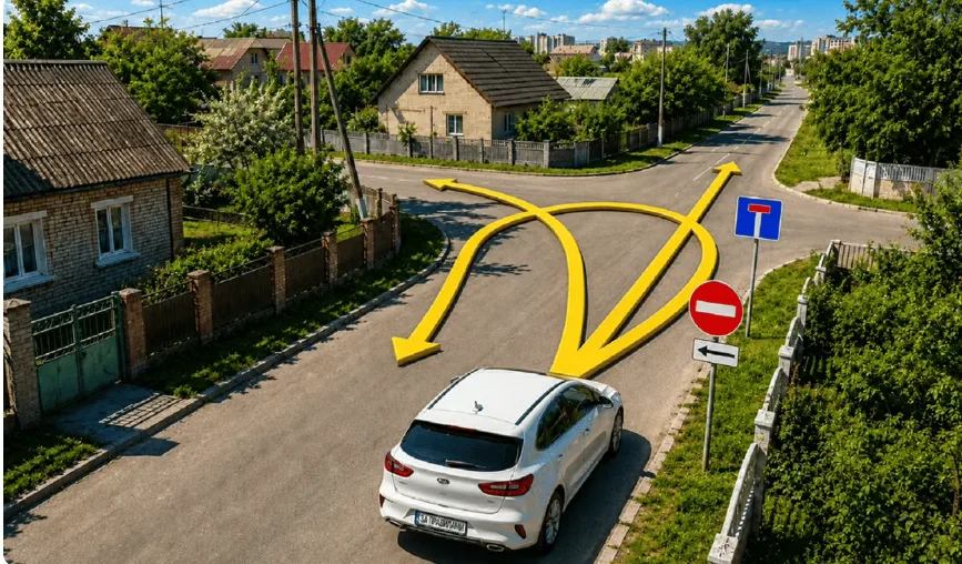 Заплутаний тест ПДР: куди дозволений рух водієві авто
