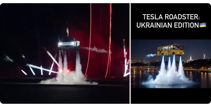 "Літаюча" Tesla стала героїнею мемів: українці у мережі висміяли Маска й згадали про маршрутку "Богдан". Фото