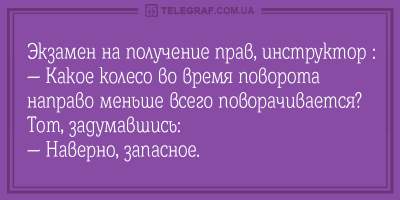 Свежие анекдоты об остроумных водителях и бедных романтиках