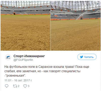Соцсети «стебутся» над газоном на российском футбольном стадионе 