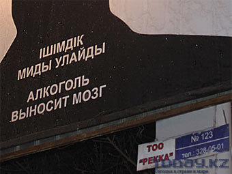 В Алма-Ате пьяный водитель врезался в билборд "Алкоголь выносит мозг"