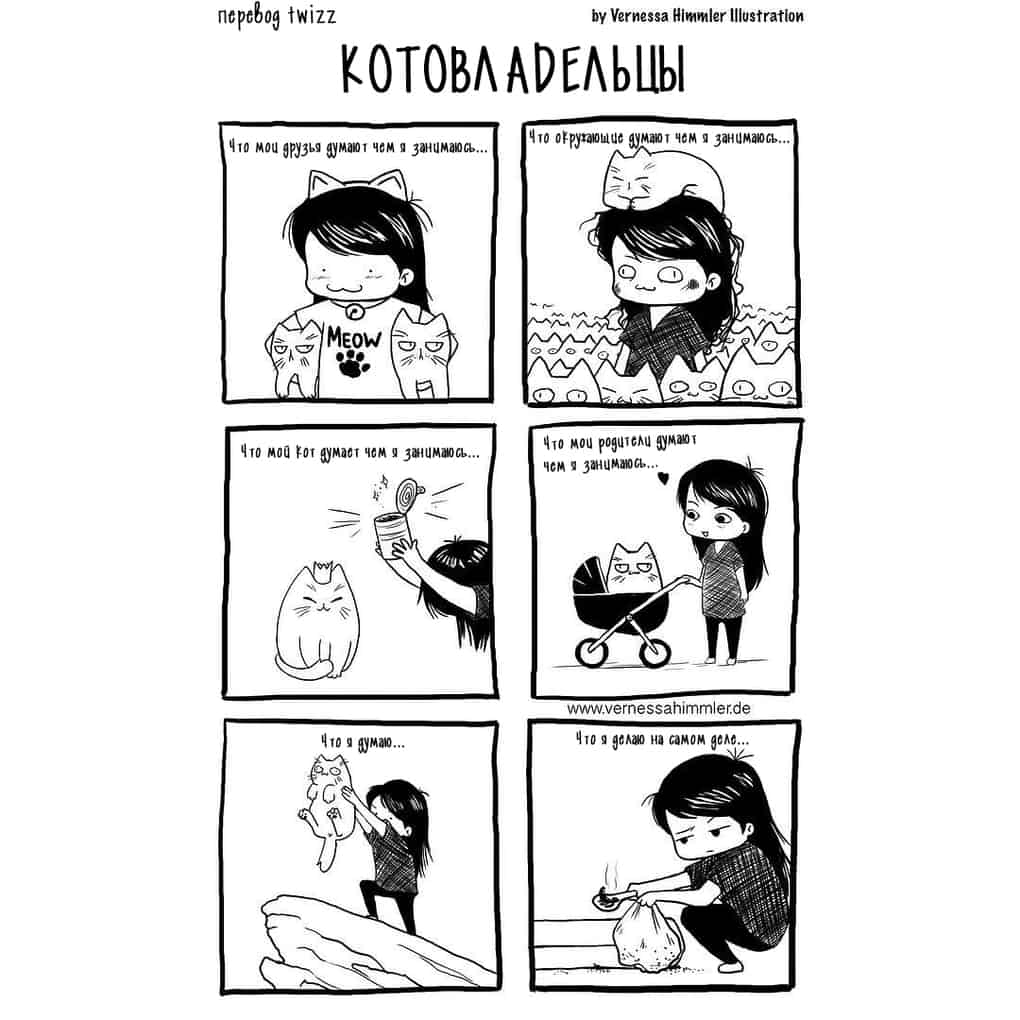 Комиксы о том, как живётся человеку, у которого есть кот