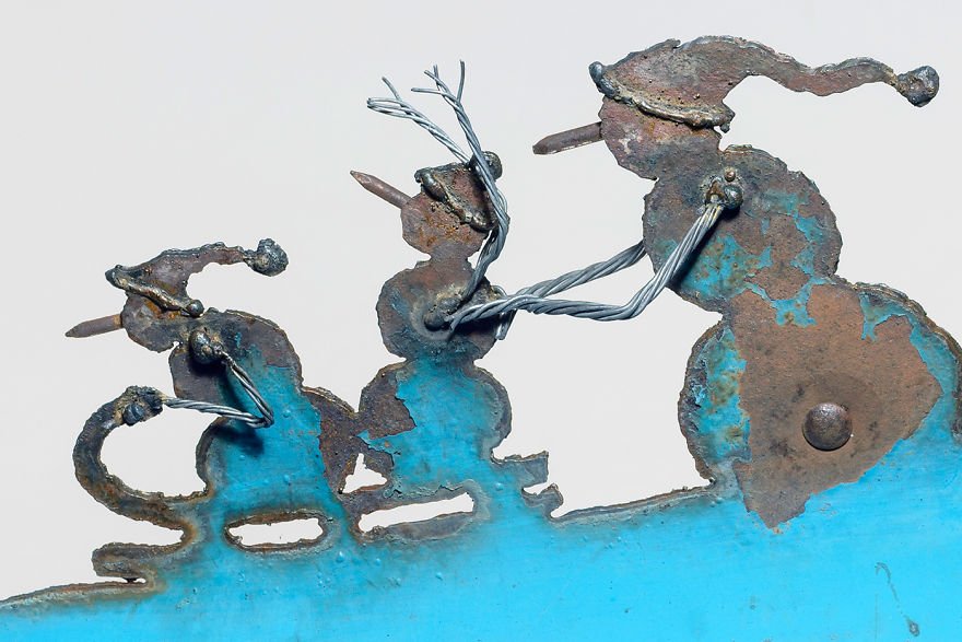 Зимние композиции из старых лопат от Синди Чинн