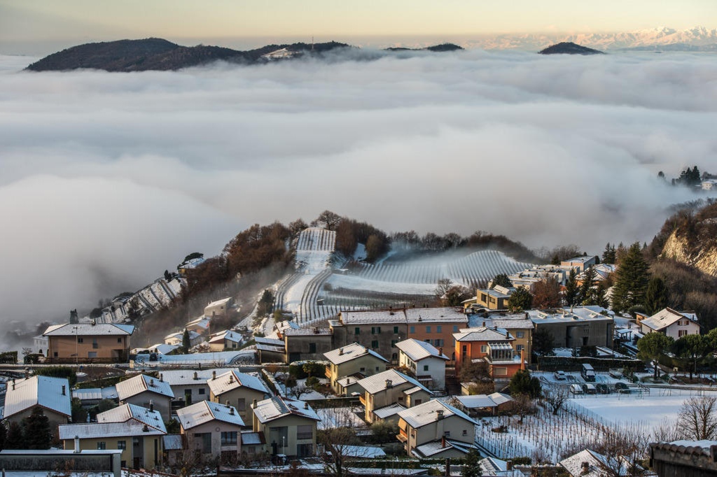 Mendrisiotto region in the fog