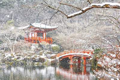 Виртуальное путешествие по заснеженному Киото. Фото
