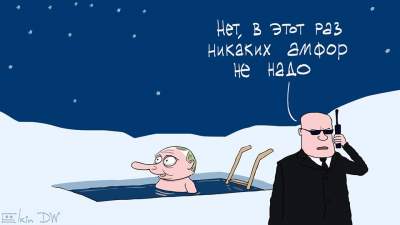 Искупавшегося в проруби Путина потроллили смешной карикатурой