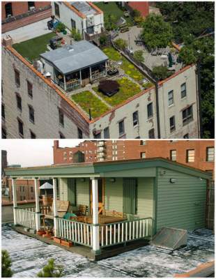 Уютные домики, построенные на крышах мегаполисов. Фото