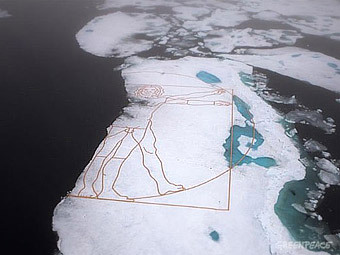 На арктических льдах появился гигантский рисунок да Винчи