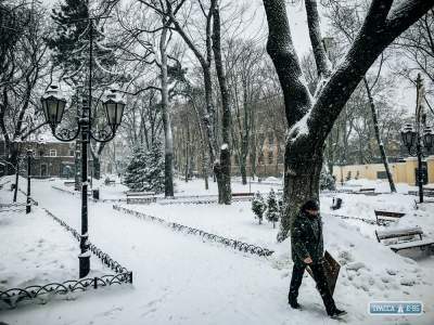 Одессу накрыл мощный снегопад. Фото