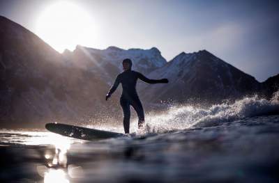 Зимний серфинг в полярных условиях. Фото
