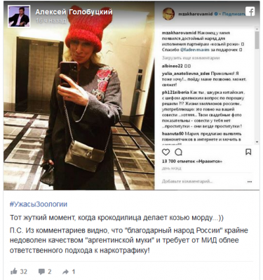В Сети высмеяли «модный образ» спикера российского МИД
