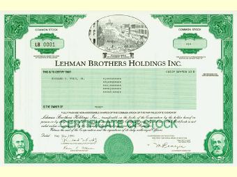 Акция банка Lehman Brothers ушла с молотка за 24 тысячи евро