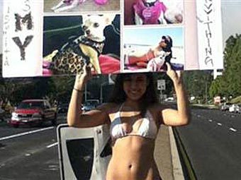 Американка в бикини объявила голодовку ради воссоединения с пропавшим псом