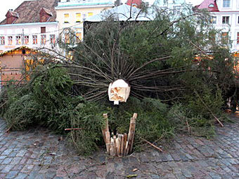 Таллинскую полицию попросили разобраться с падением елки