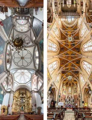Панорамные снимки интерьеров красивых западных церквей. Фото