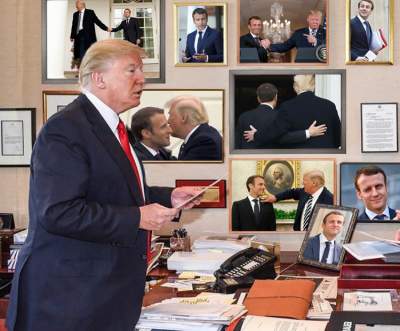 Встречу Трампа и Макрона высмеяли в фотожабах