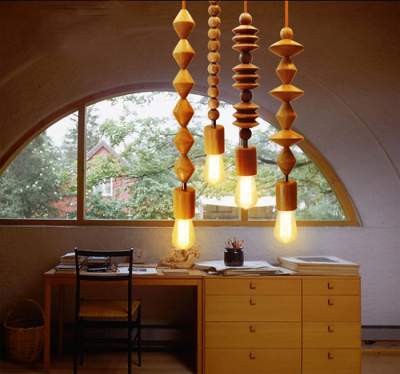 Креативные светильники из натурального дерева. Фото